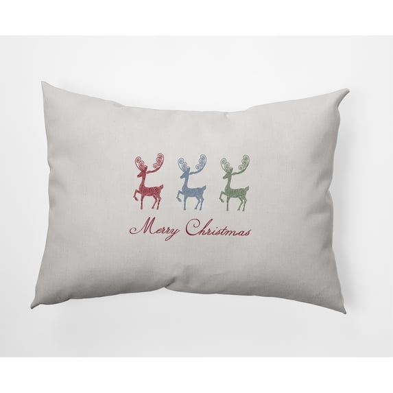 Simply Daisy 14" x 20" Merry Christmas Reindeer Outdoor Throw Pillow