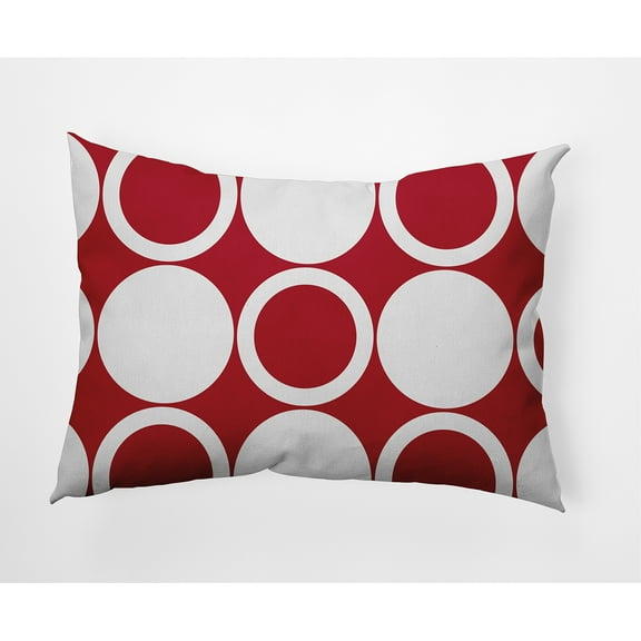 Simply Daisy, 14" x 20" ModCircles Red Abstract Decorative Outdoor Pillow