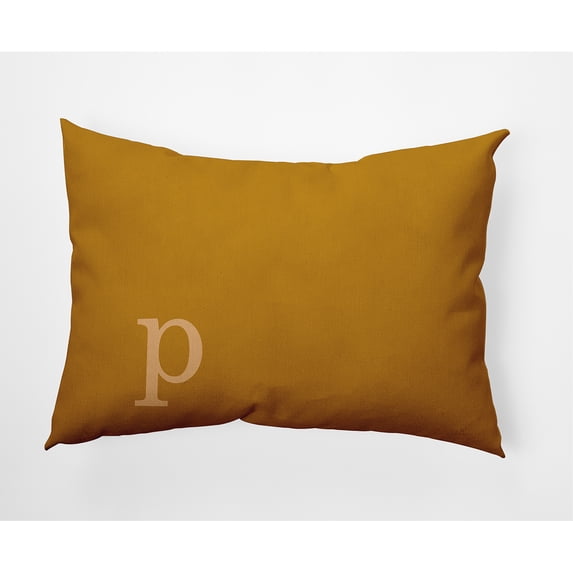 Simply Daisy 14" x 20" Modern Monogram Decorative Throw Pillow, Autumn Gold
