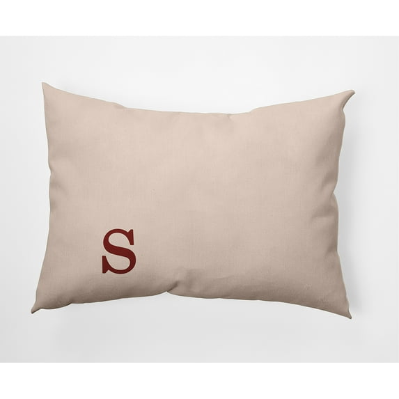 Simply Daisy 14" x 20" Modern Monogram Decorative Throw Pillow, Maple Red
