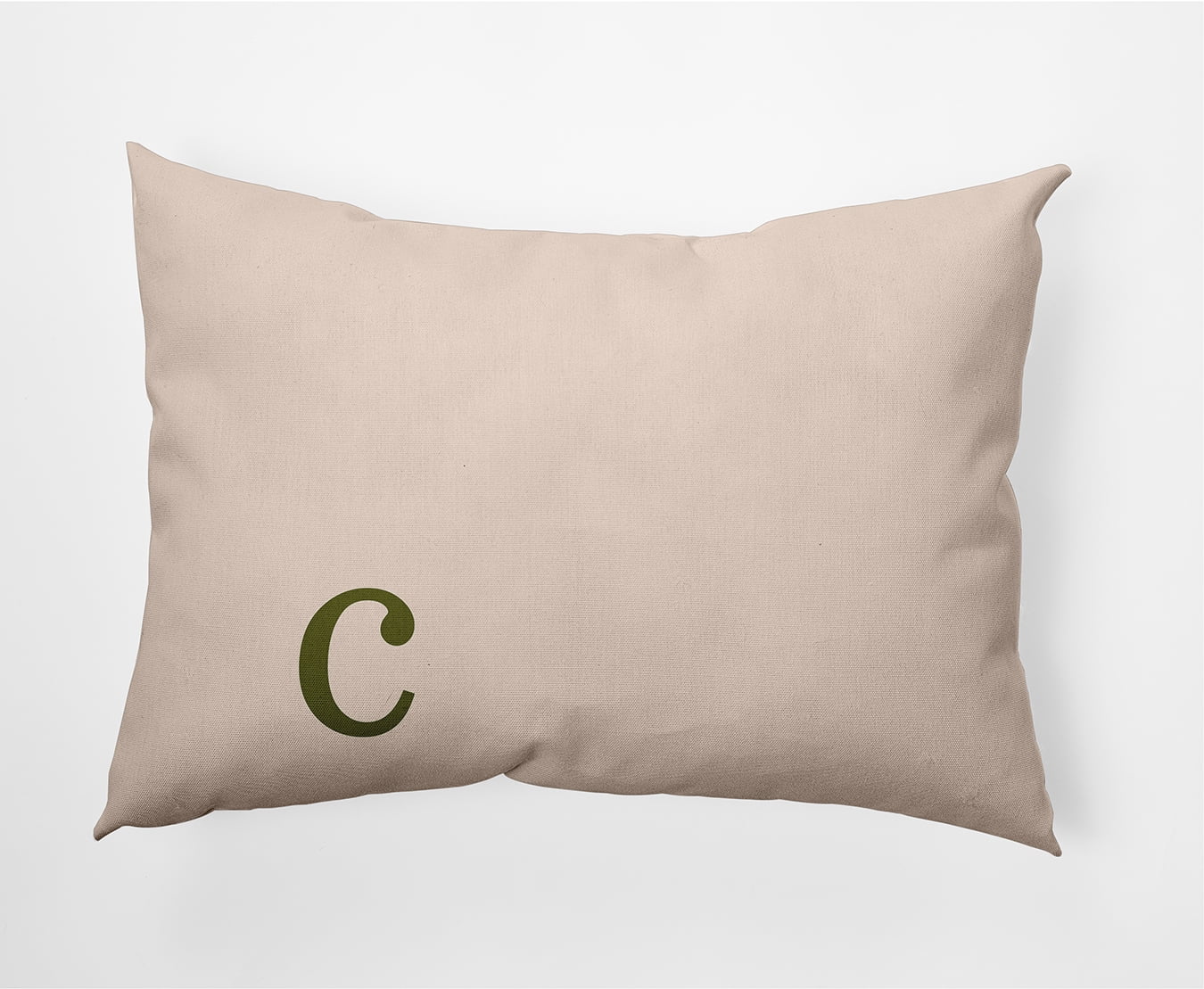 Simply Daisy 14" x 20" Modern Monogram Decorative Throw Pillow, Olive