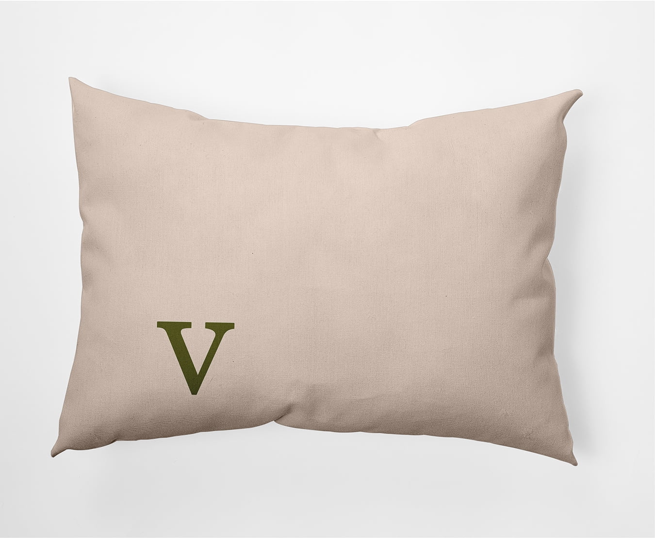 Simply Daisy 14" x 20" Modern Monogram Decorative Throw Pillow, Olive