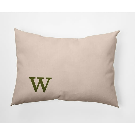 Simply Daisy 14" x 20" Modern Monogram Decorative Throw Pillow, Olive