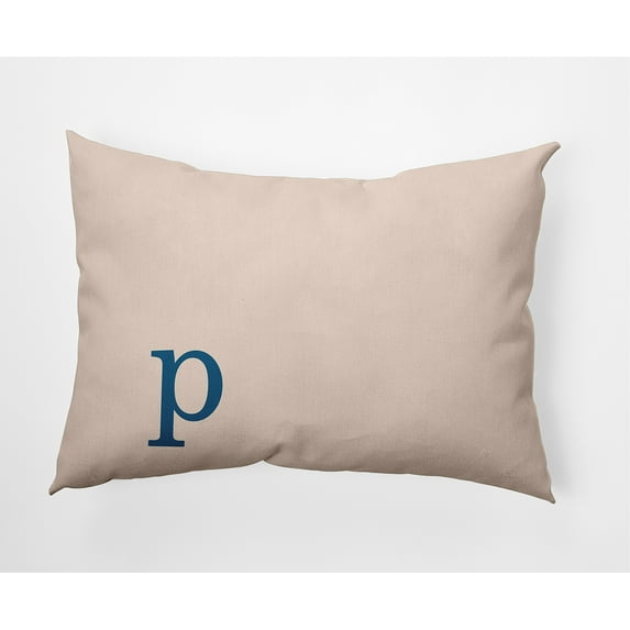 Simply Daisy 14" x 20" Modern Monogram Indoor/Outdoor Polyester Throw Pillow, Autumn Blue