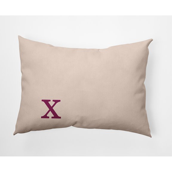 Simply Daisy 14" x 20" Modern Monogram Indoor/Outdoor Polyester Throw Pillow, Dusty Rose