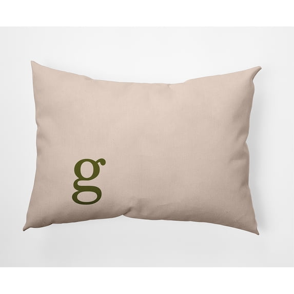 Simply Daisy 14" x 20" Modern Monogram Indoor/Outdoor Polyester Throw Pillow, Olive