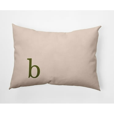 Simply Daisy 14" x 20" Modern Monogram Indoor/Outdoor Polyester Throw Pillow, Olive