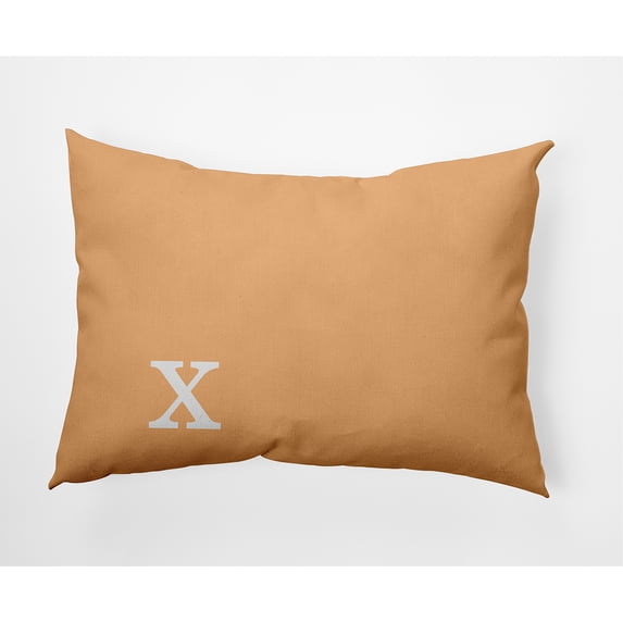 Simply Daisy 14" x 20" Modern Monogram Indoor/Outdoor Polyester Throw Pillow, Pale Gold