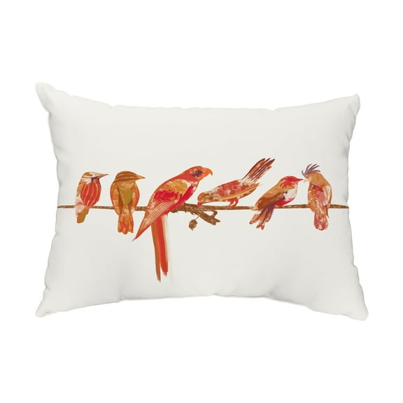 Simply Daisy, 14" x 20" Morning Birds Orange Coastal Decorative Outdoor Pillow
