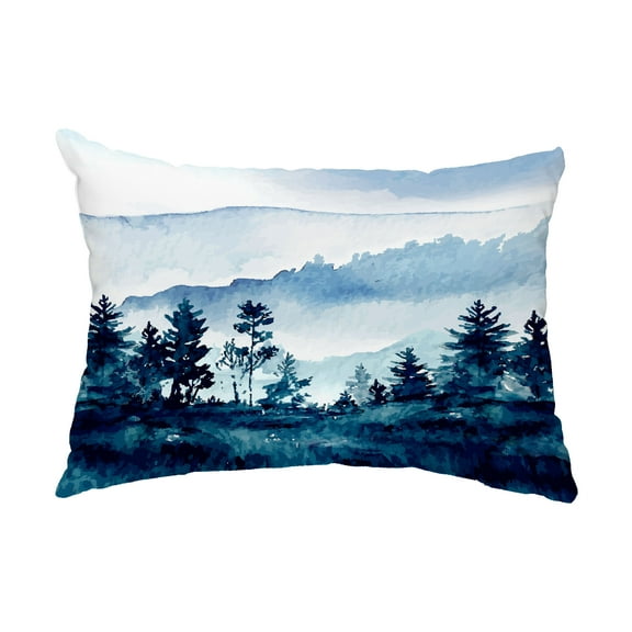 Simply Daisy, 14" x 20" Mountain Forrest Blue Holiday Print Decorative Outdoor Throw Pillow