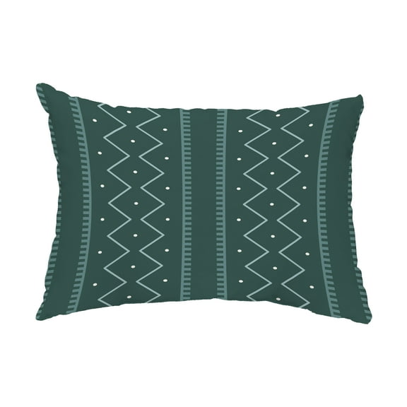 Simply Daisy, 14" x 20" Mudcloth Green Abstract Decorative Outdoor Pillow
