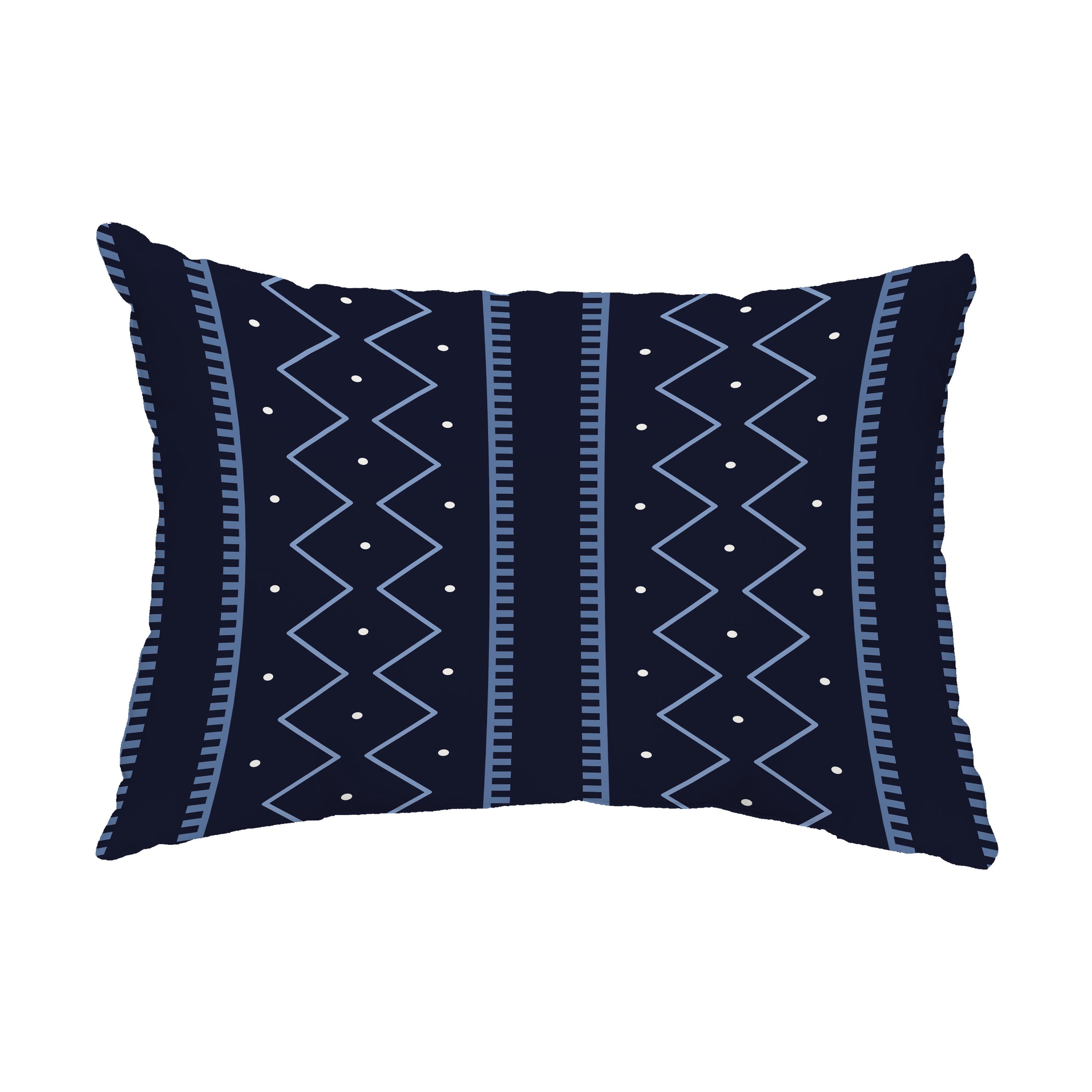 Simply Daisy, 14" x 20" Mudcloth Navy Blue Abstract Decorative Outdoor Pillow