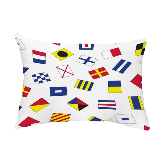 Simply Daisy, 14" x 20" Multi All Over Toss Larger Red Nautical Decorative Outdoor Pillow