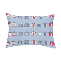 Simply Daisy, 14" x 20" Multi Beach Hut Blue Decorative Stripe Outdoor Pillow, Blue