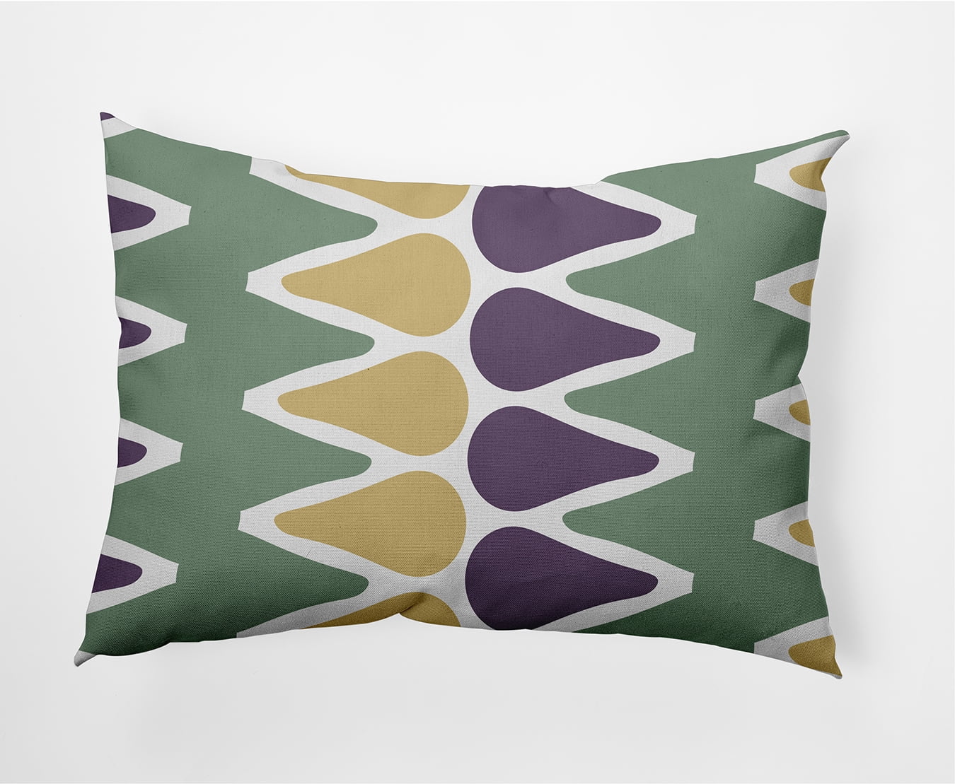 Green Geometric Indoor/Outdoor Reversible Throw Pillow
