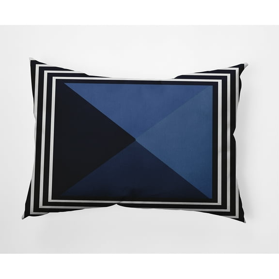 Simply Daisy, 14" x 20" Nautical Angles Navy Blue Abstract Decorative Outdoor Pillow