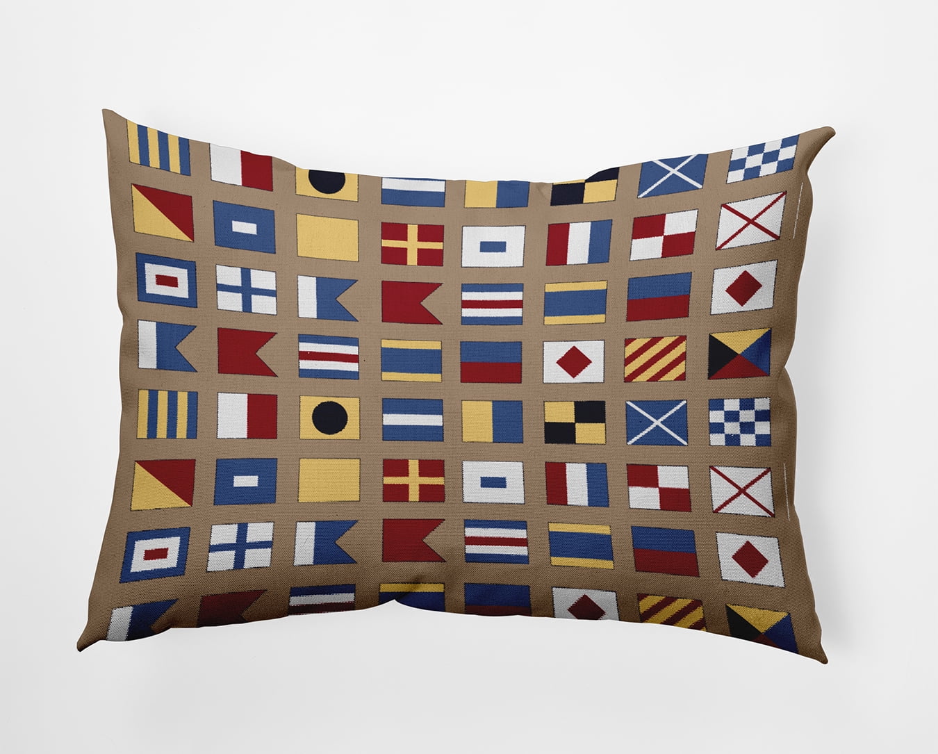 Simply Daisy 14" x 20" Nautical Flags Decorative Throw Pillow, Taupe (1 count)
