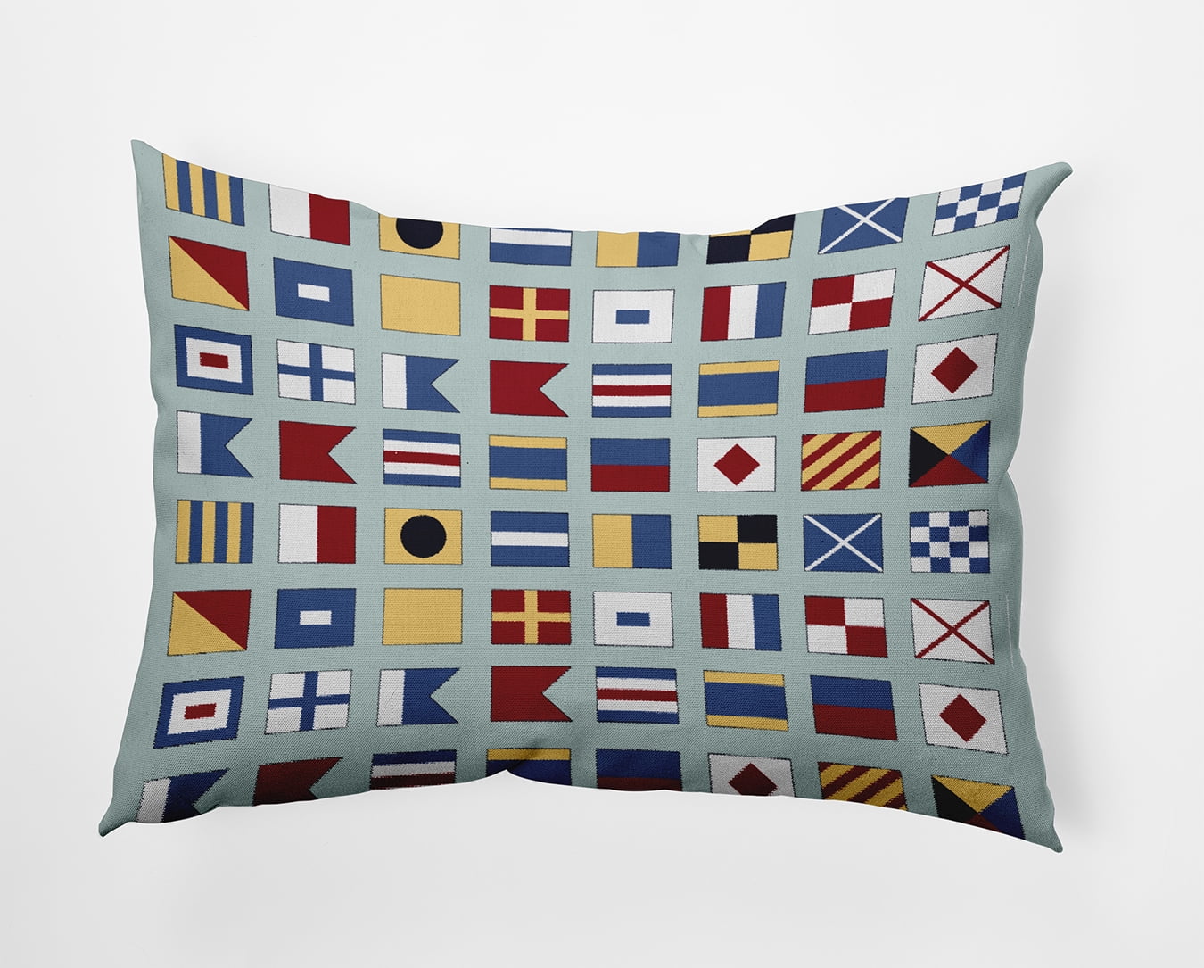 Simply Daisy 14" x 20" Nautical Flags Indoor/Outdoor Throw Pillow, Aqua (1 count)