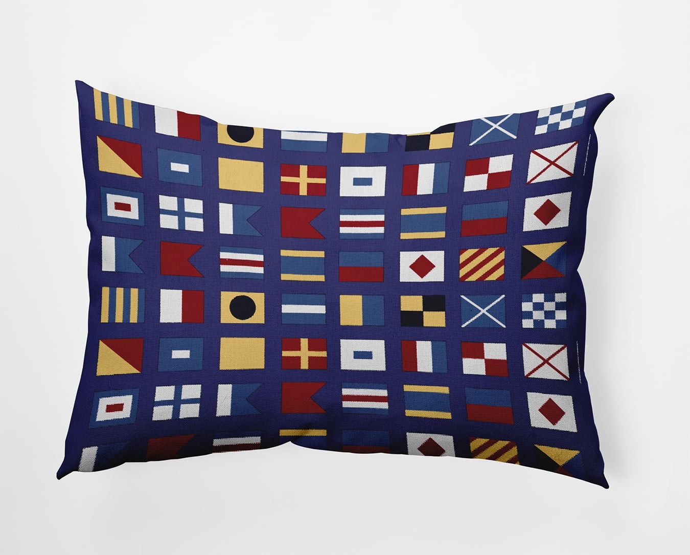 Simply Daisy 14" x 20" Nautical Flags Indoor/Outdoor Throw Pillow, Purplish Blue (1 count)