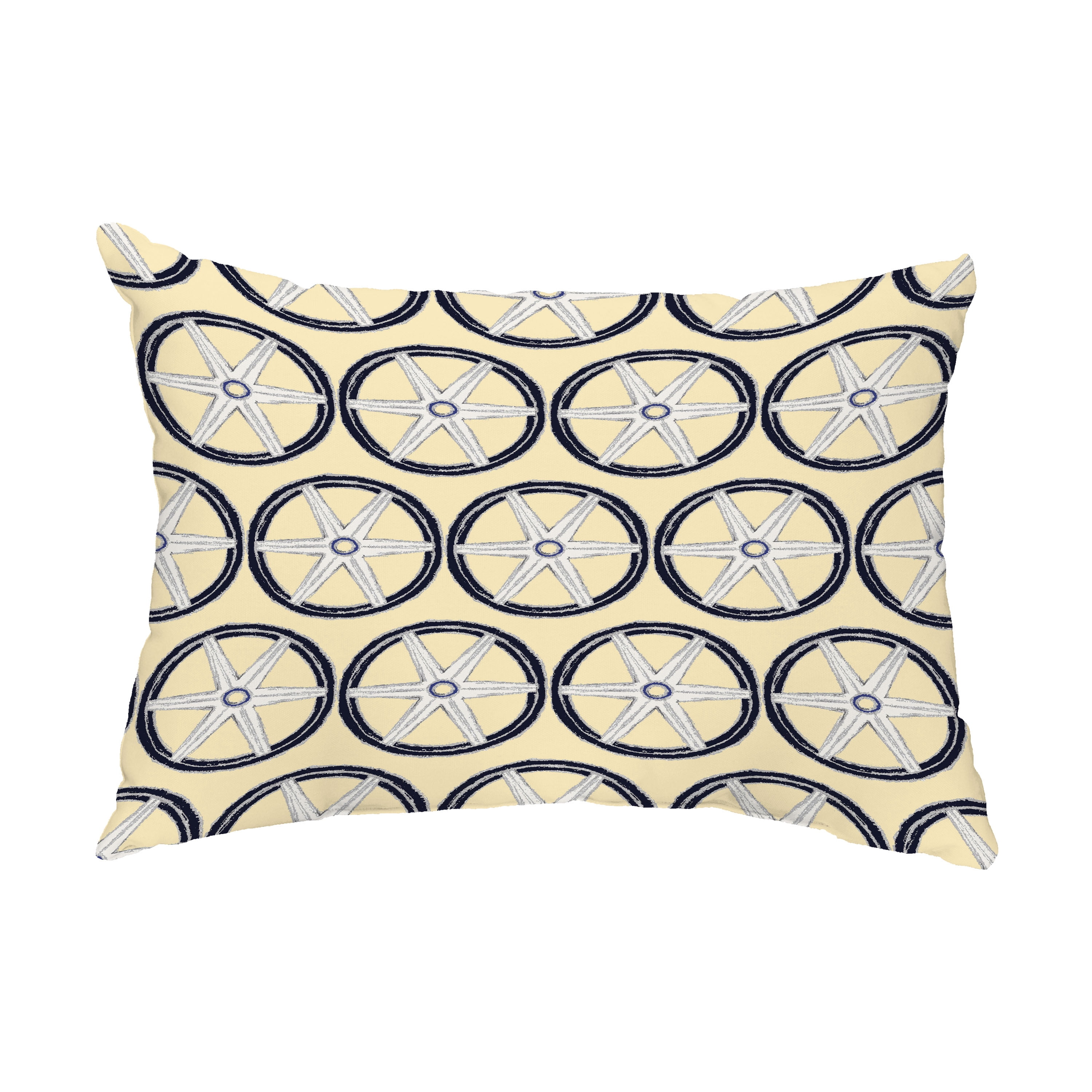 Simply Daisy, 14" x 20" Nautical Geo Lines Yellow Nautical Decorative Outdoor Pillow