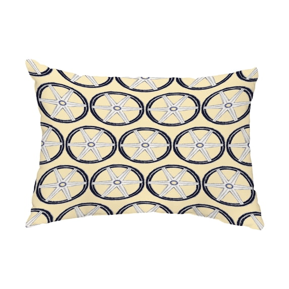 Simply Daisy, 14" x 20" Nautical Geo Lines Yellow Nautical Decorative Outdoor Pillow
