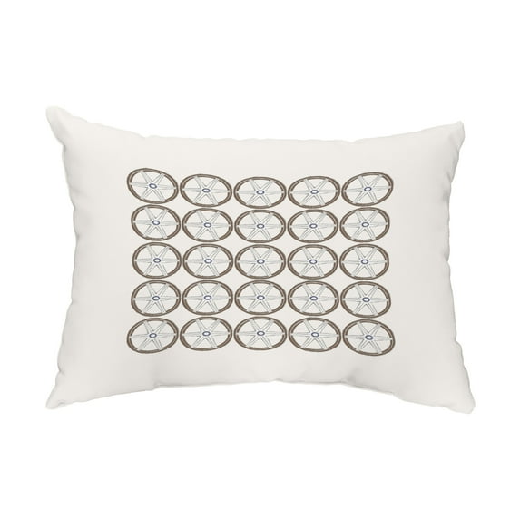Simply Daisy, 14" x 20" Nautical Geo Square Ivory Nautical Decorative Outdoor Pillow