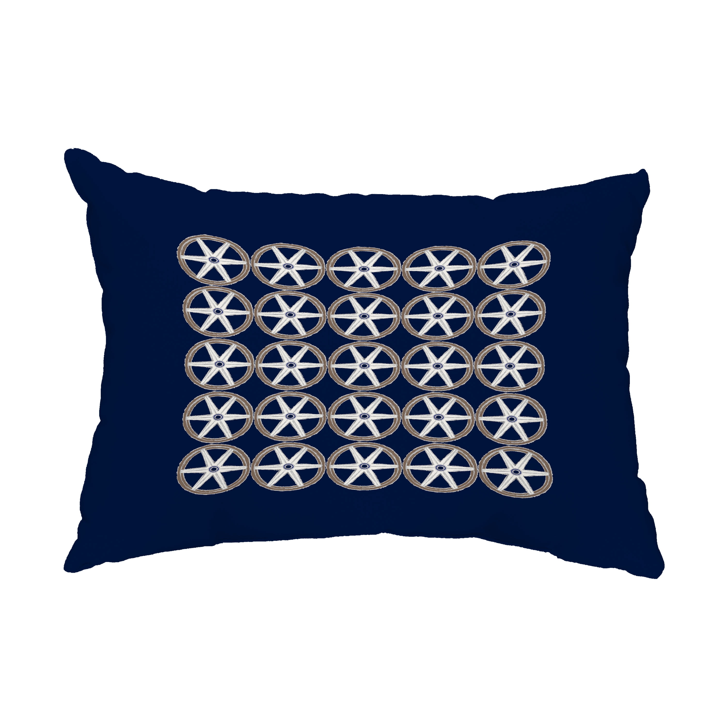 Simply Daisy, 14" x 20" Nautical Geo Square Navy Nautical Decorative Outdoor Pillow