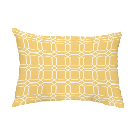 Simply Daisy, 14" x 20" O the Fun Yellow Abstract Decorative Outdoor Pillow
