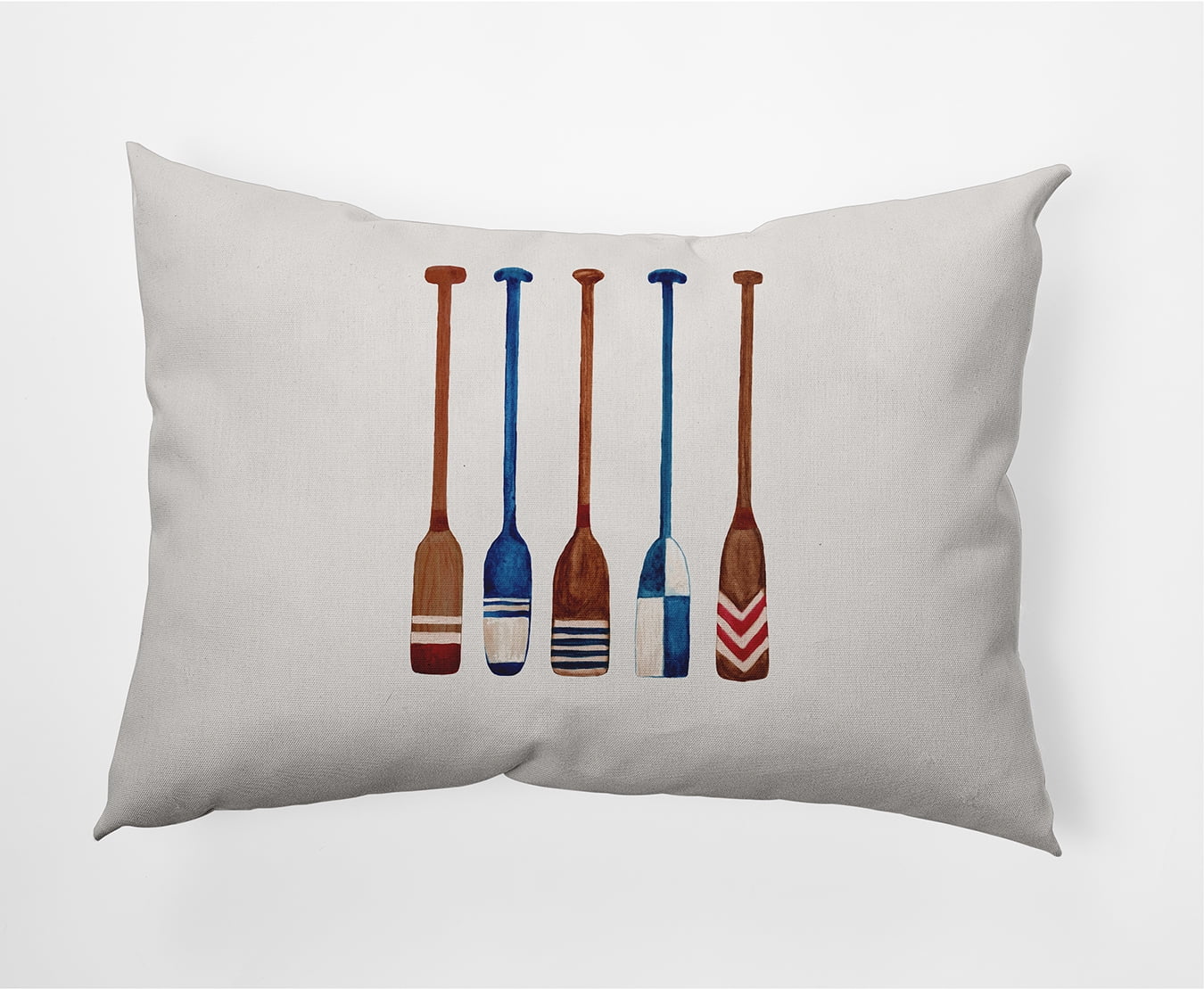 Simply Daisy, 14" x 20" Oar Multi Painted Ivory Nautical Decorative Outdoor Pillow