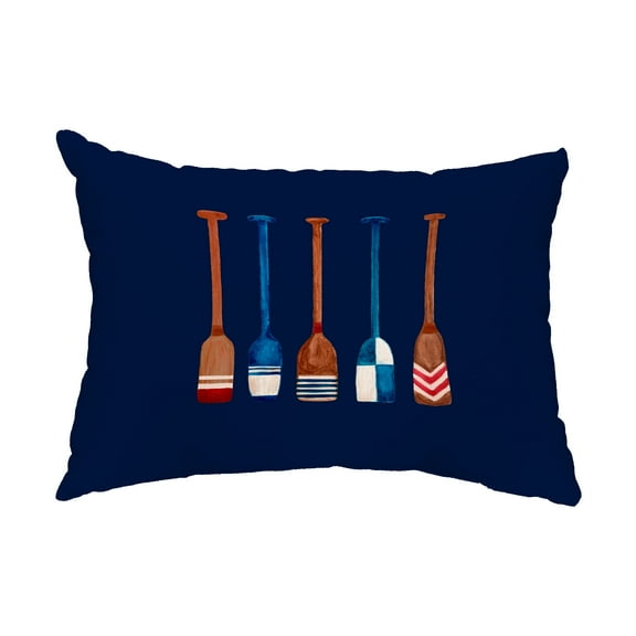 Simply Daisy, 14" x 20" Oar Multi Painted Navy Nautical Decorative Outdoor Pillow