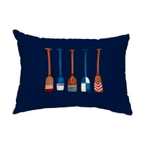 Simply Daisy, 14" x 20" Oar Multi Painted Navy Nautical Decorative Outdoor Pillow