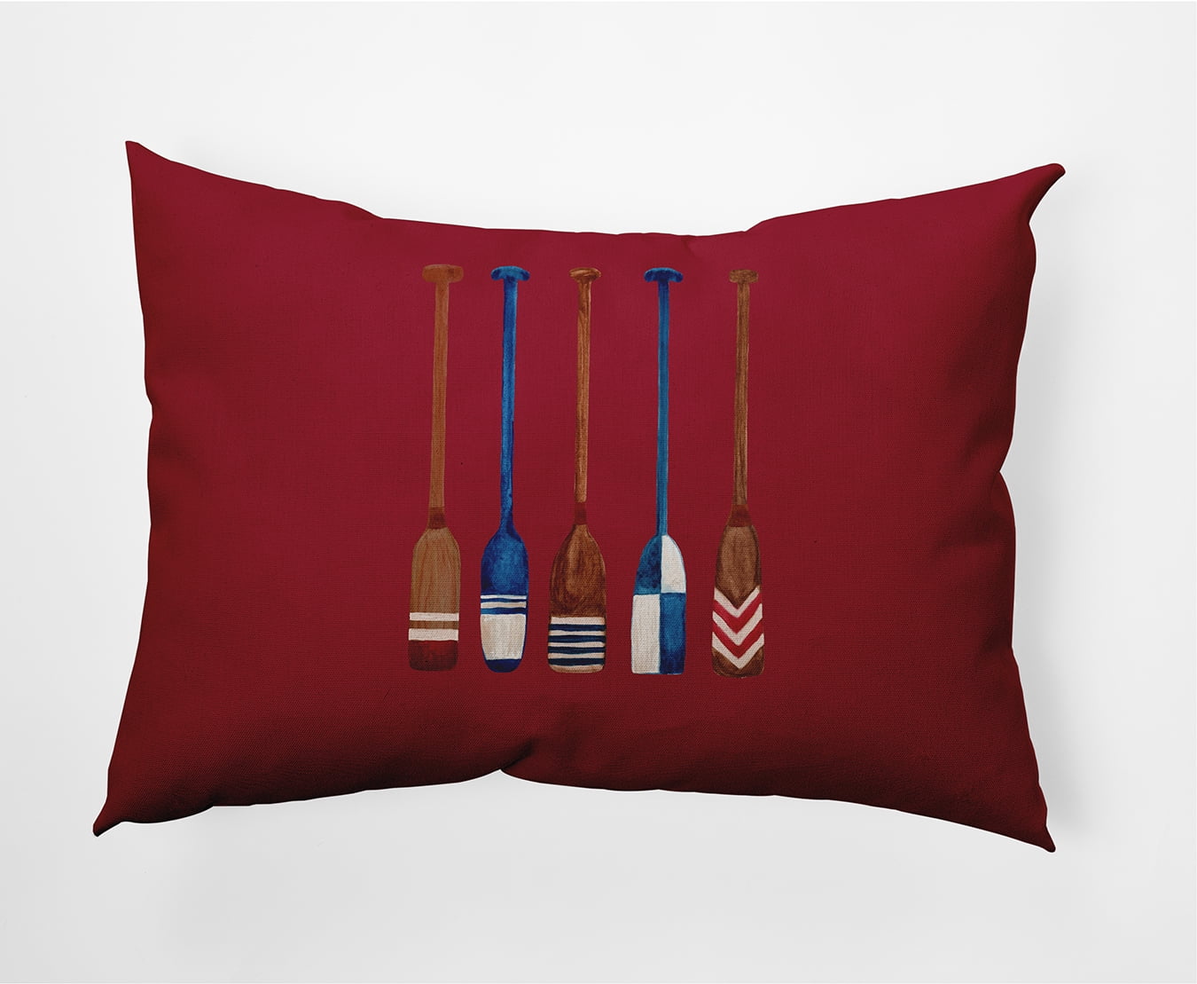 Simply Daisy, 14" x 20" Oar Multi Painted Red Nautical Decorative Outdoor Pillow