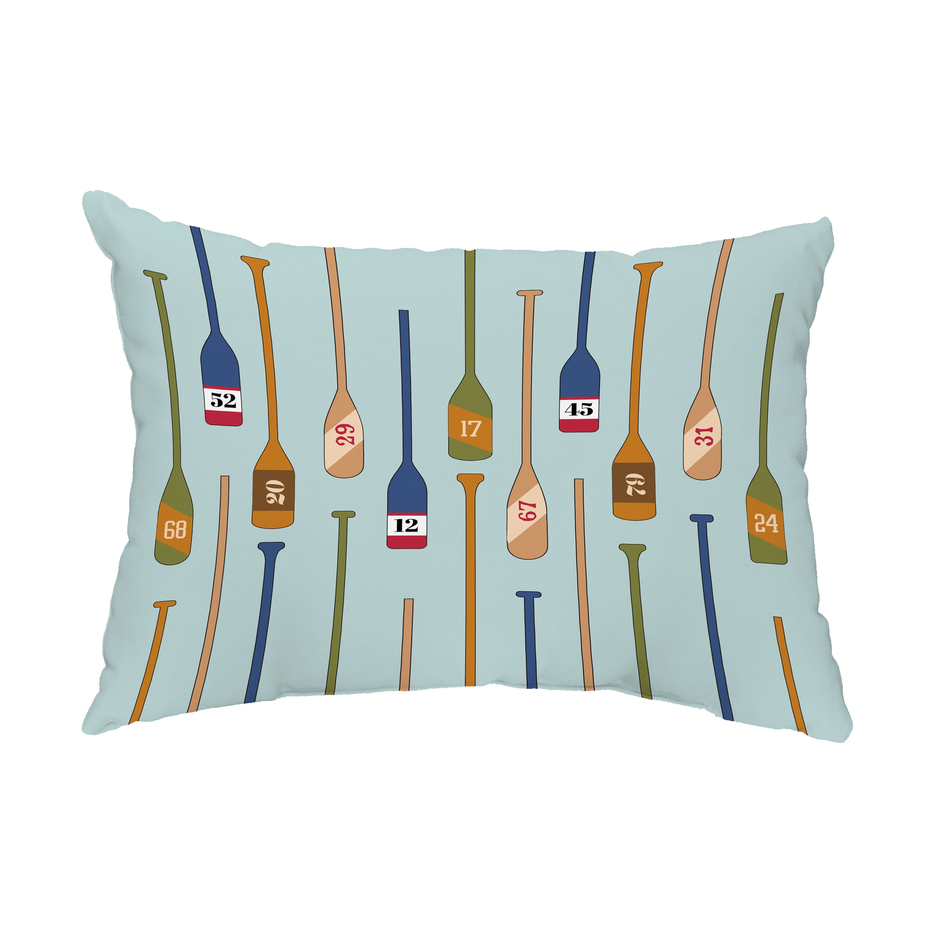 Simply Daisy, 14" x 20" Oar Numbers Aqua Nautical Decorative Outdoor Pillow