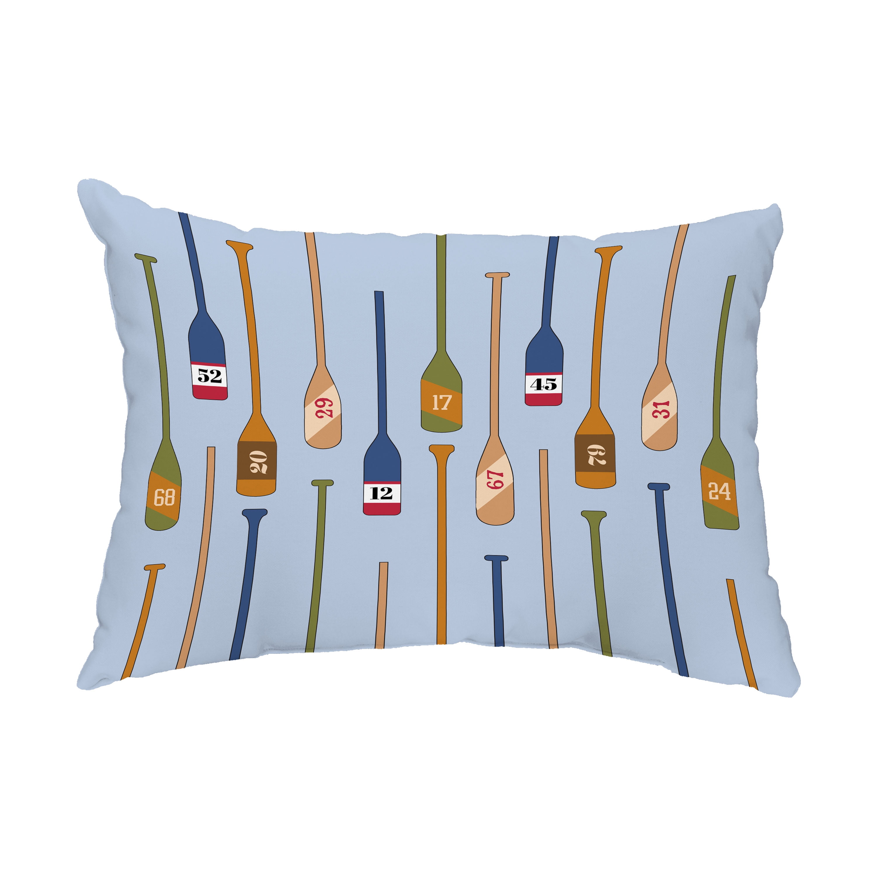 Simply Daisy, 14" x 20" Oar Numbers Blue Nautical Decorative Outdoor Pillow