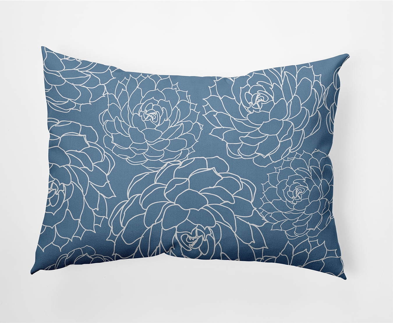 Simply Daisy, 14" x 20" Olena Blue Floral Decorative Outdoor Pillow
