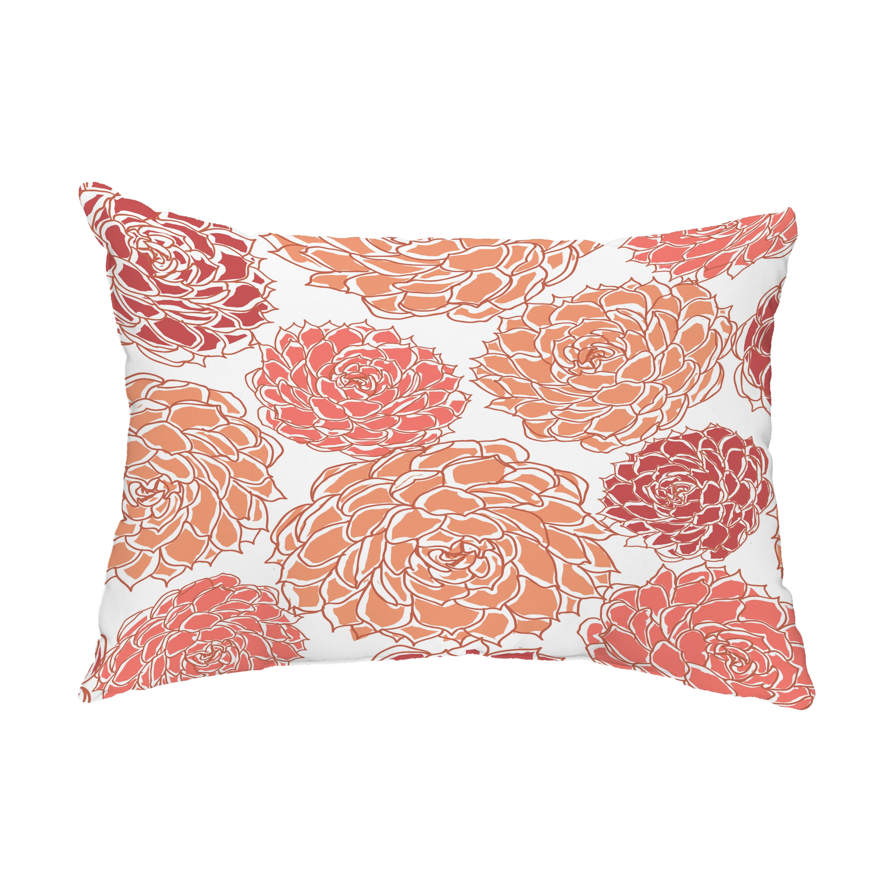 Simply Daisy, 14" x 20" Olivia Orange Floral Decorative Outdoor Pillow