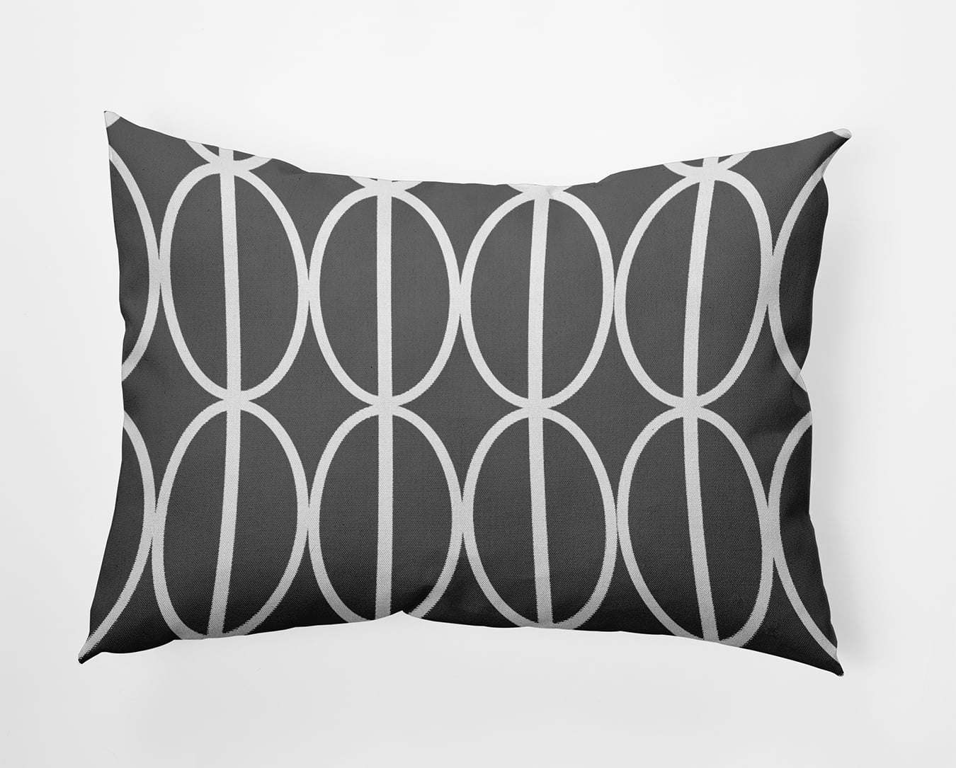 Steel Gray Geometric Polyester Round Throw Pillow