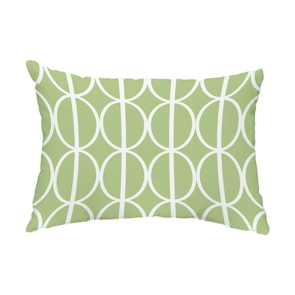 Simply Daisy, 14" x 20" Ovals Go 'Round Green Abstract Decorative Outdoor Pillow