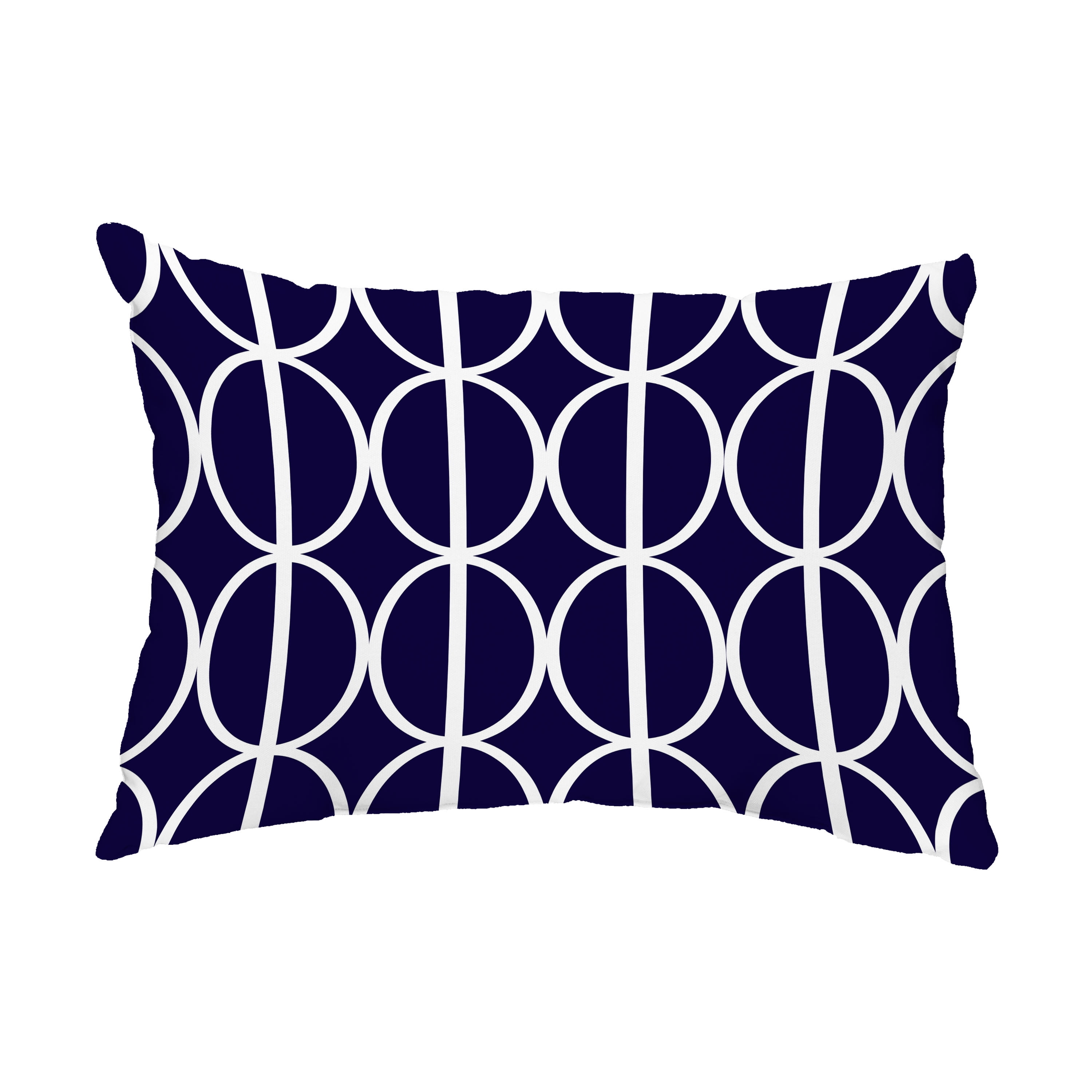 Simply Daisy, 14" x 20" Ovals Go 'Round Navy Blue Abstract Decorative Outdoor Pillow