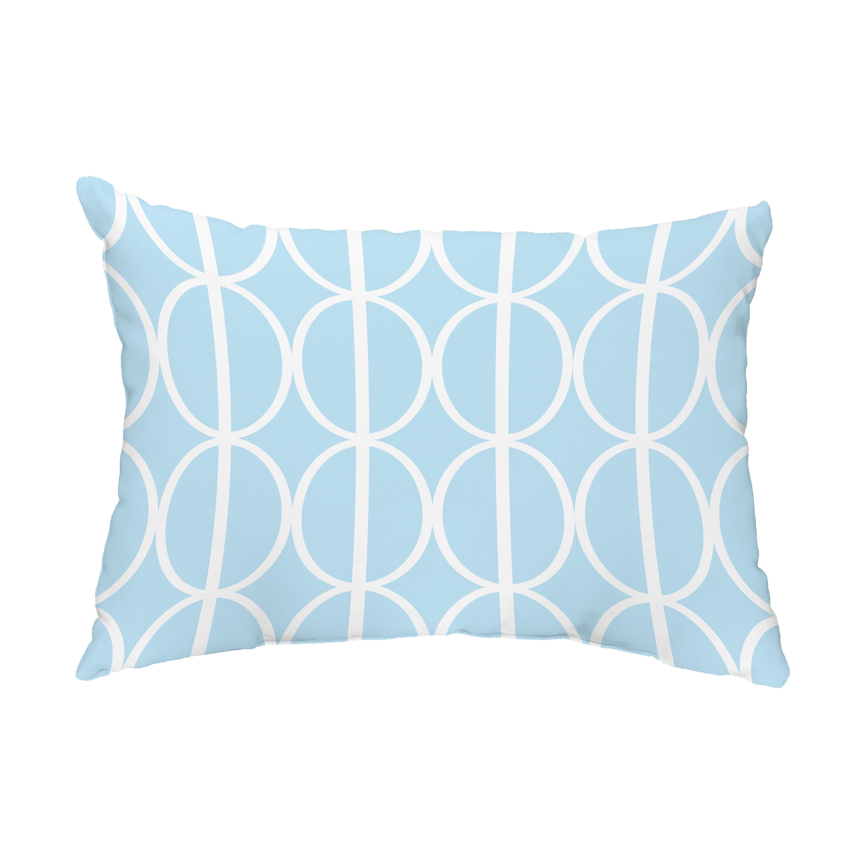 Simply Daisy, 14" x 20" Ovals Go 'Round Pale Blue Abstract Decorative Outdoor Pillow