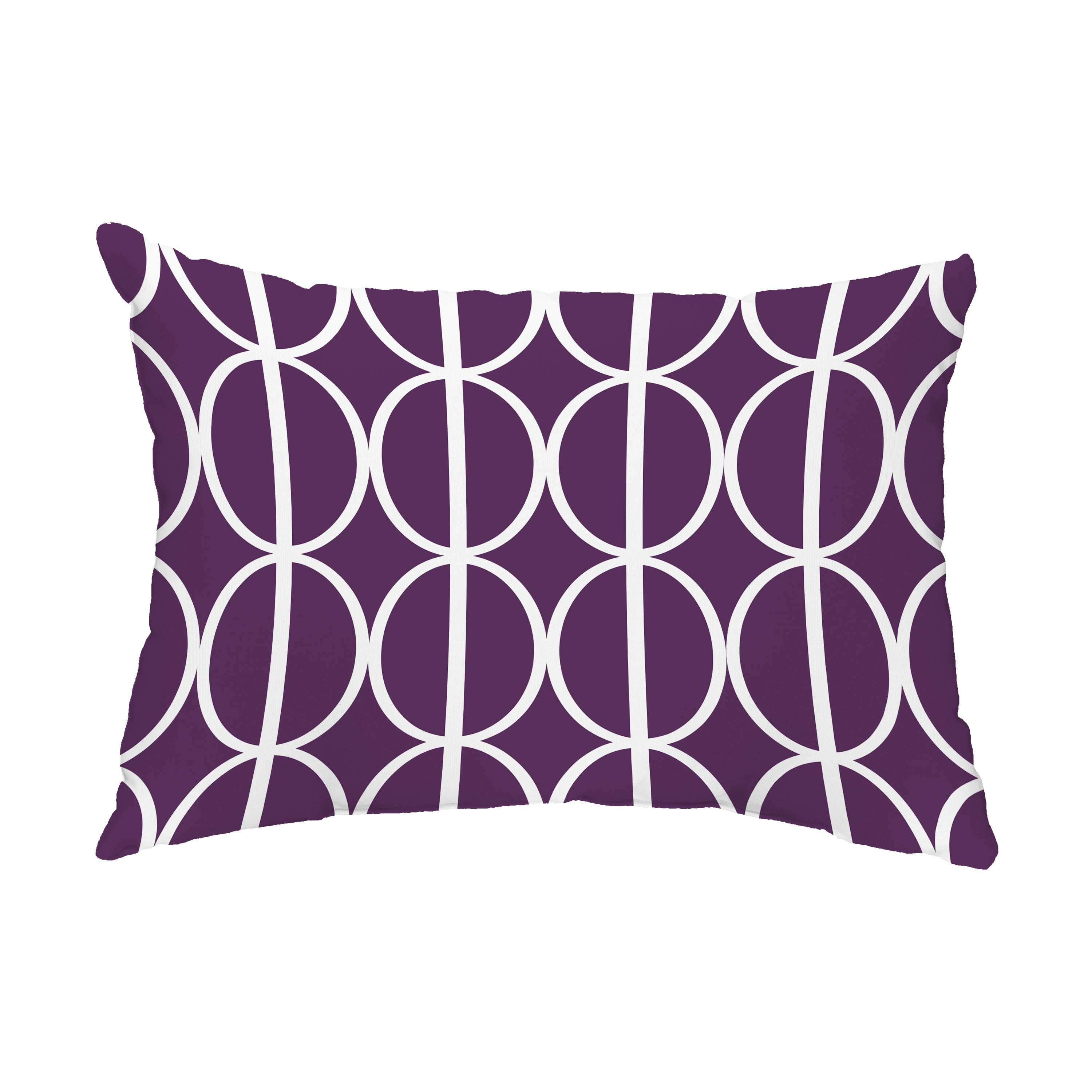 Simply Daisy, 14" x 20" Ovals Go 'Round Purple Abstract Decorative Outdoor Pillow
