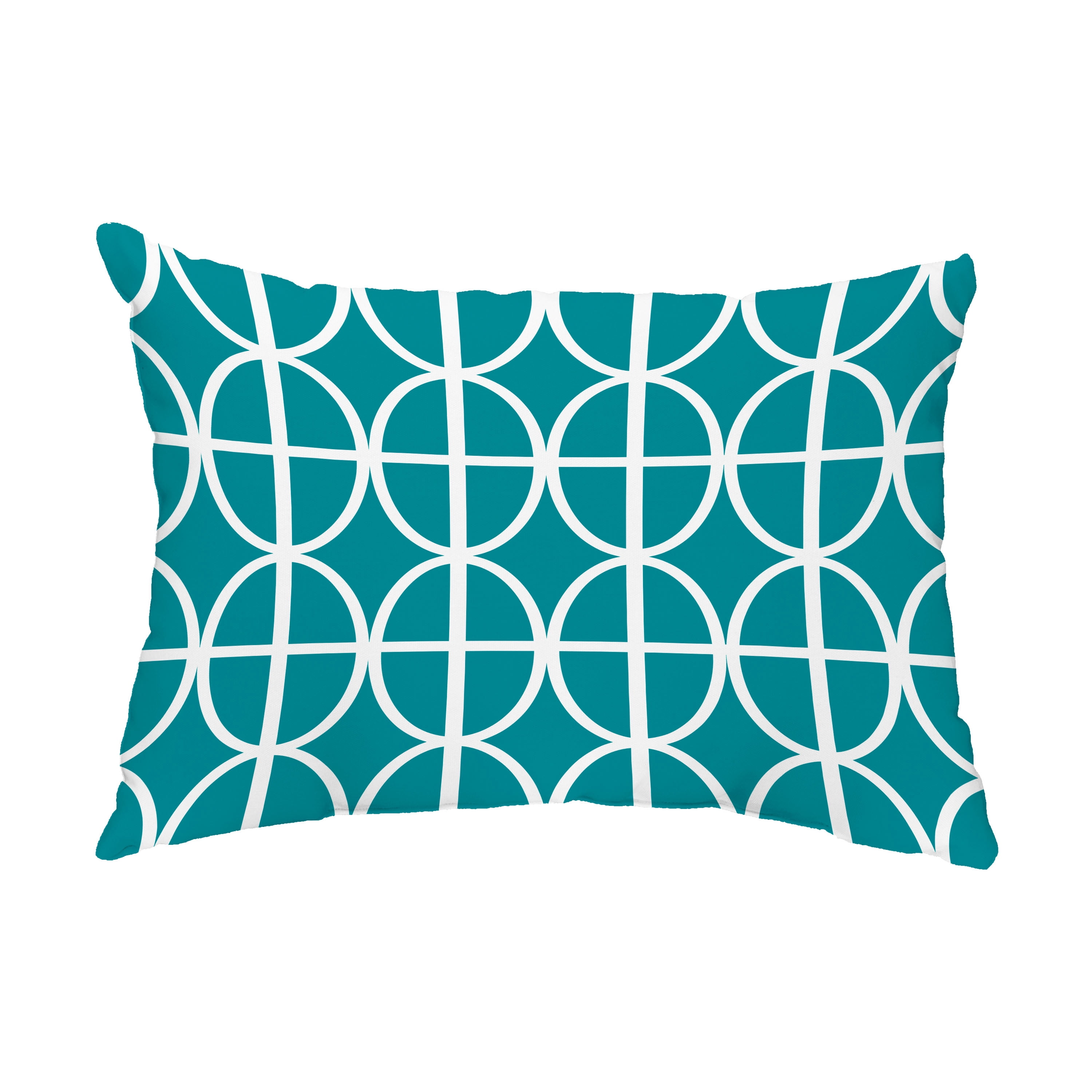 Simply Daisy, 14" x 20" Ovals and Stripes Blue Abstract Decorative Outdoor Pillow