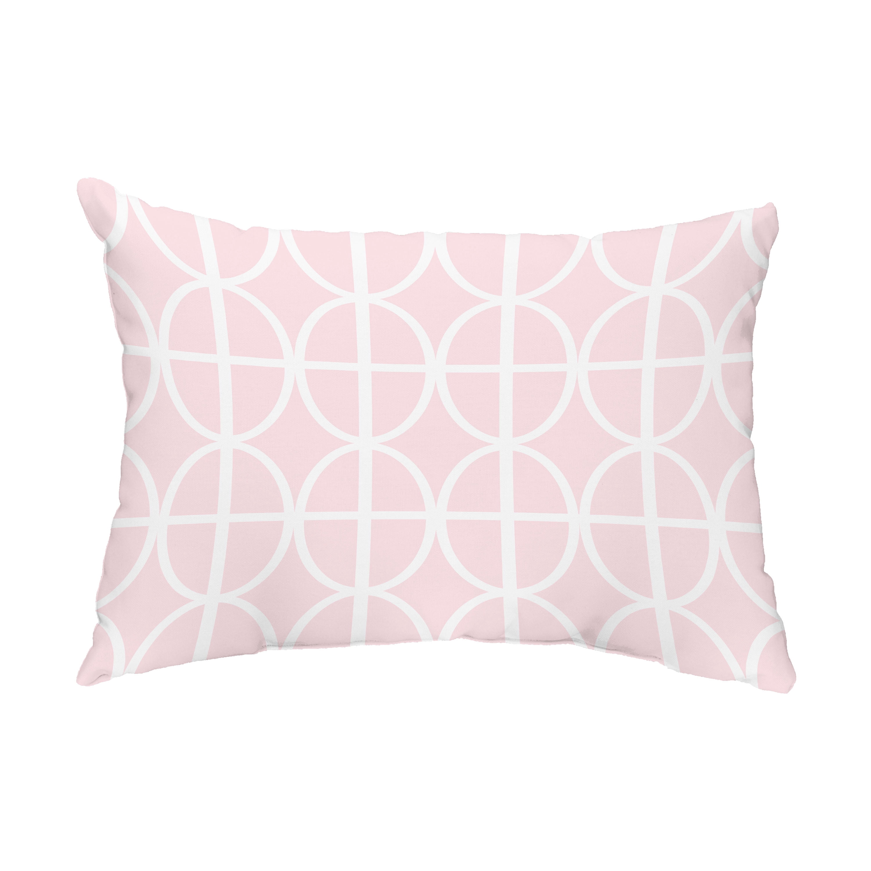 Simply Daisy, 14" x 20" Ovals and Stripes Pink Abstract Decorative Outdoor Pillow