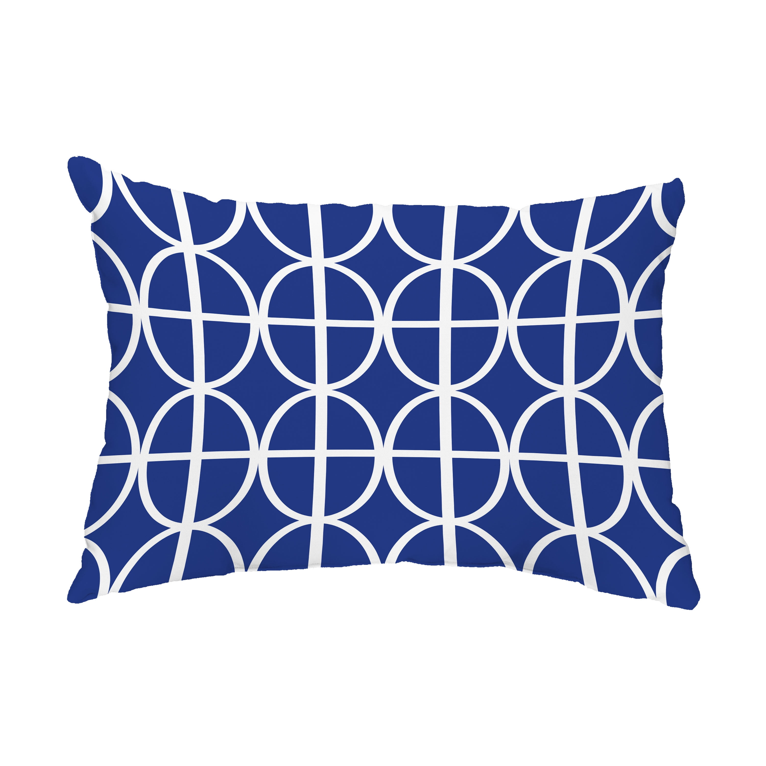 Simply Daisy, 14" x 20" Ovals and Stripes Royal Blue Abstract Decorative Outdoor Pillow