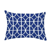 Simply Daisy, 14" x 20" Ovals and Stripes Royal Blue Abstract Decorative Outdoor Pillow