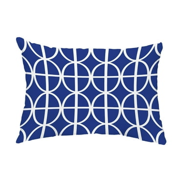 Simply Daisy, 14" x 20" Ovals and Stripes Royal Blue Abstract Decorative Outdoor Pillow