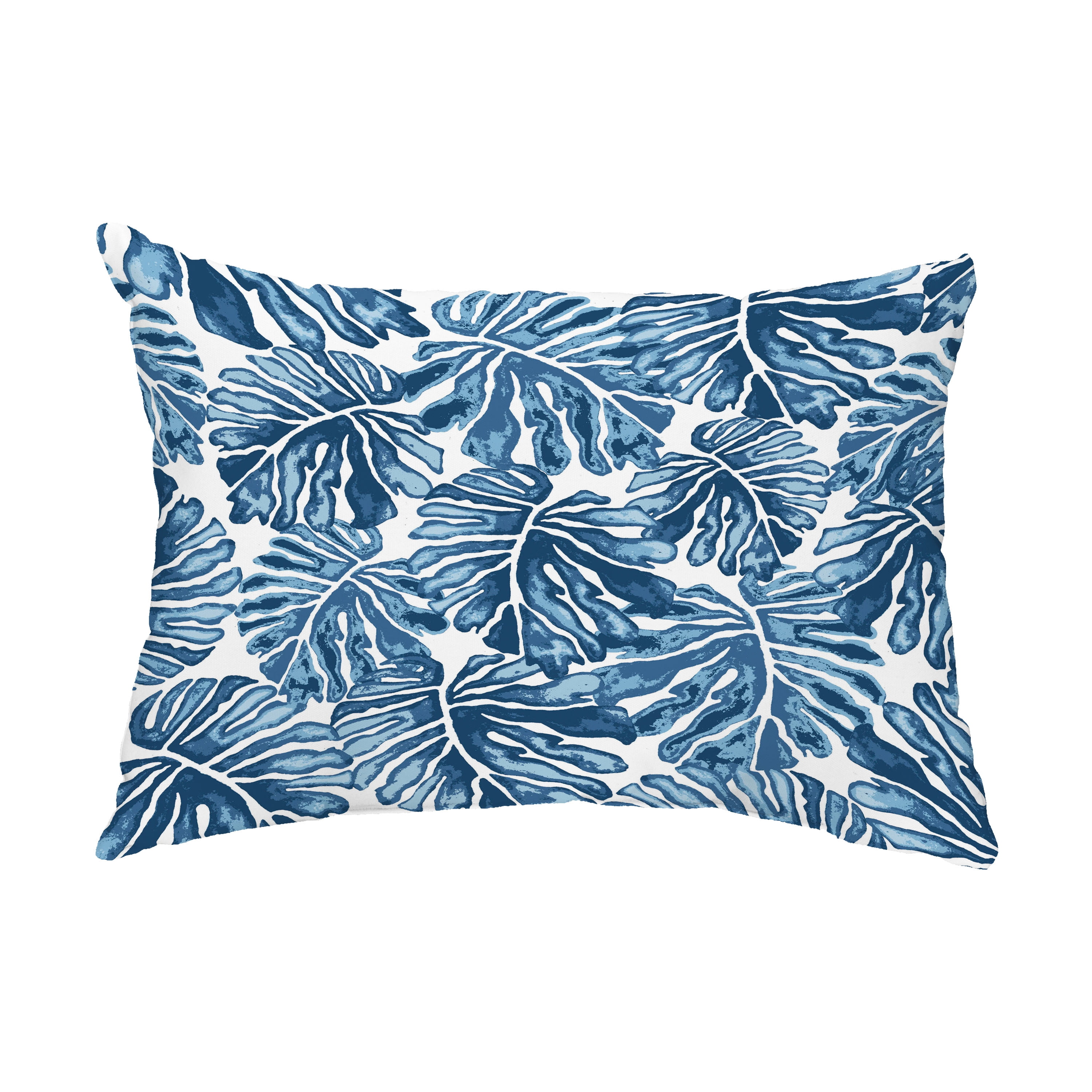 Simply Daisy, 14" x 20" Palm Leaves Blue Floral Decorative Outdoor Pillow