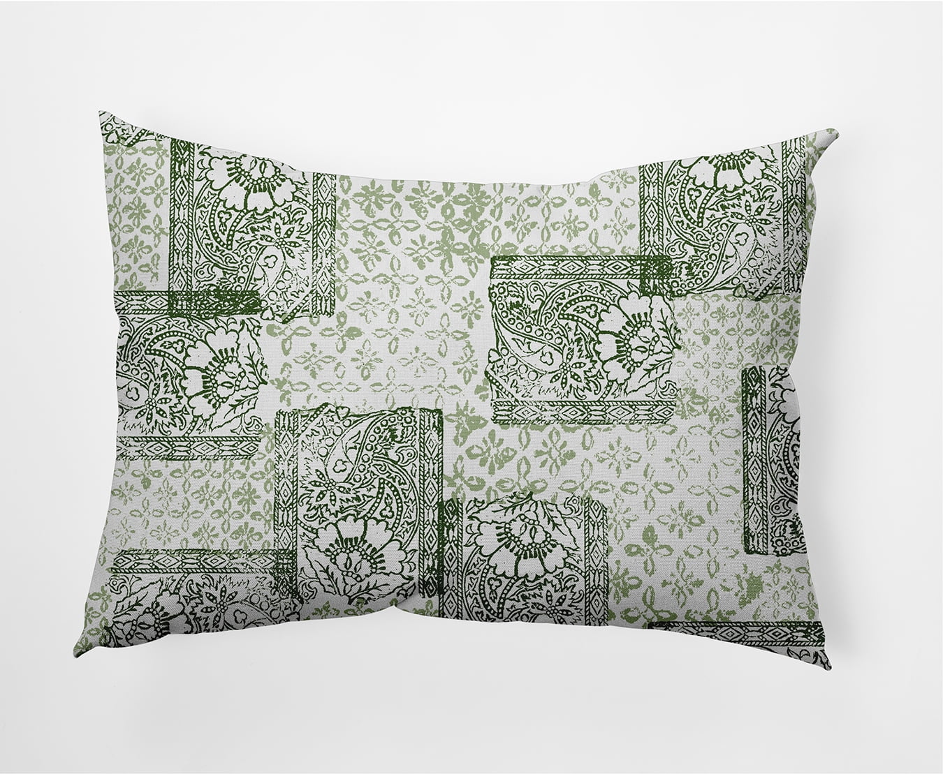 Simply Daisy, 14" x 20" Patches Green Abstract Decorative Outdoor Pillow