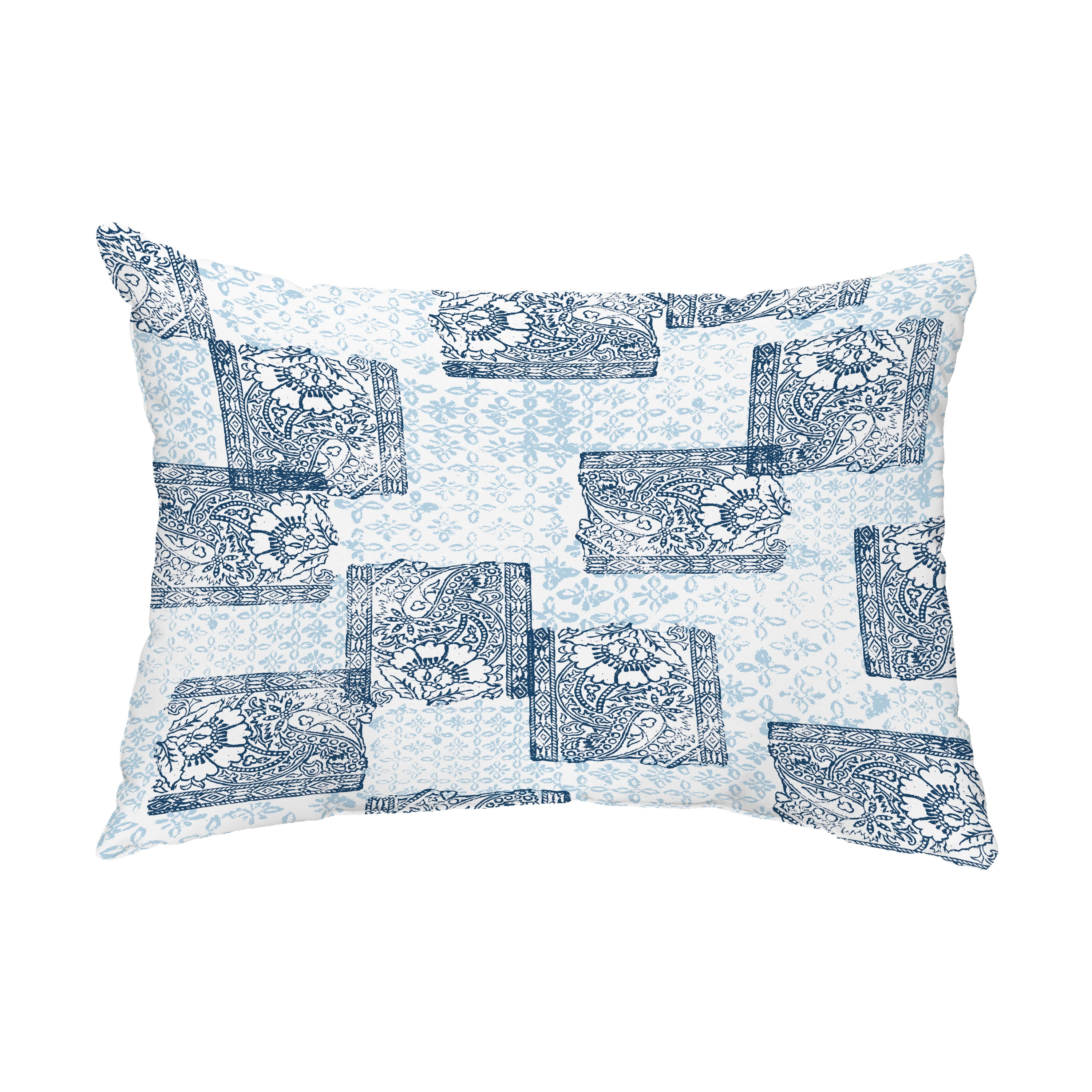 Simply Daisy, 14" x 20" Patches Navy Blue Decorative Abstract Outdoor Pillow
