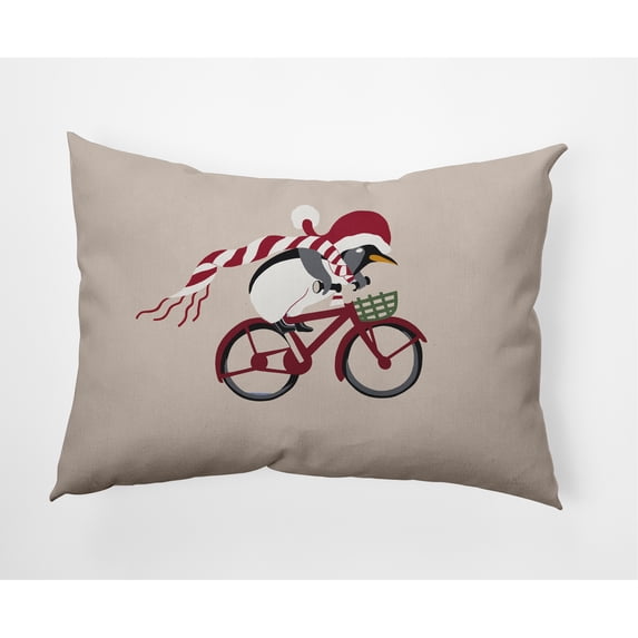 Simply Daisy 14" x 20" Pedaling Penguin Animal Decorative Throw Pillow